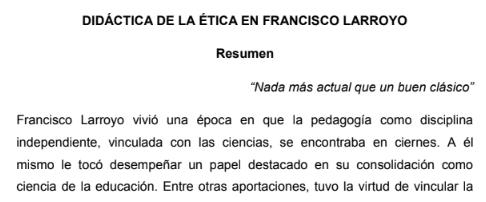 DIDÁCTICA DE LA ÉTICA EN FRANCISCO LARROYO